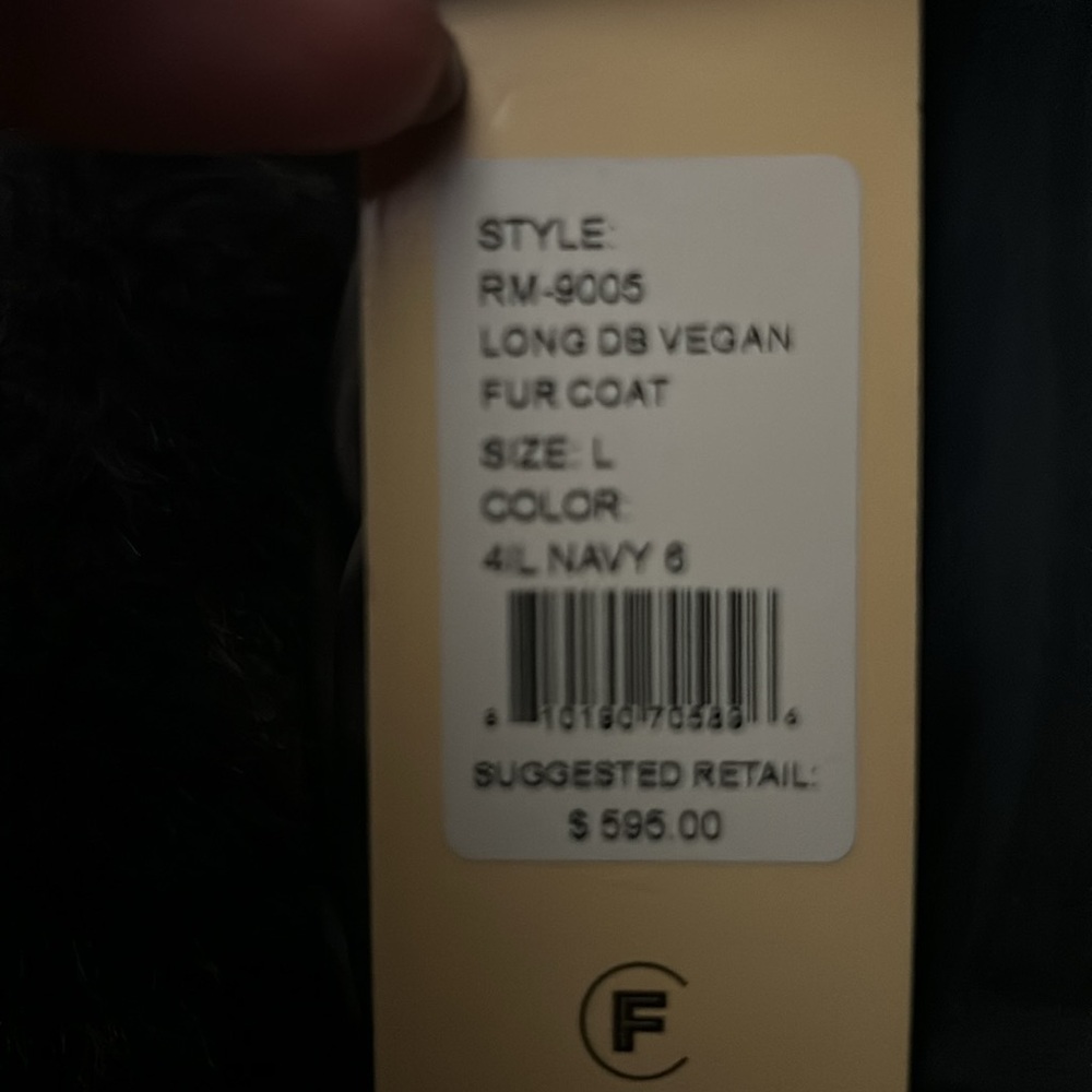 Rebecca Minkoff vegan fur navy coat - Picture 3 of 3